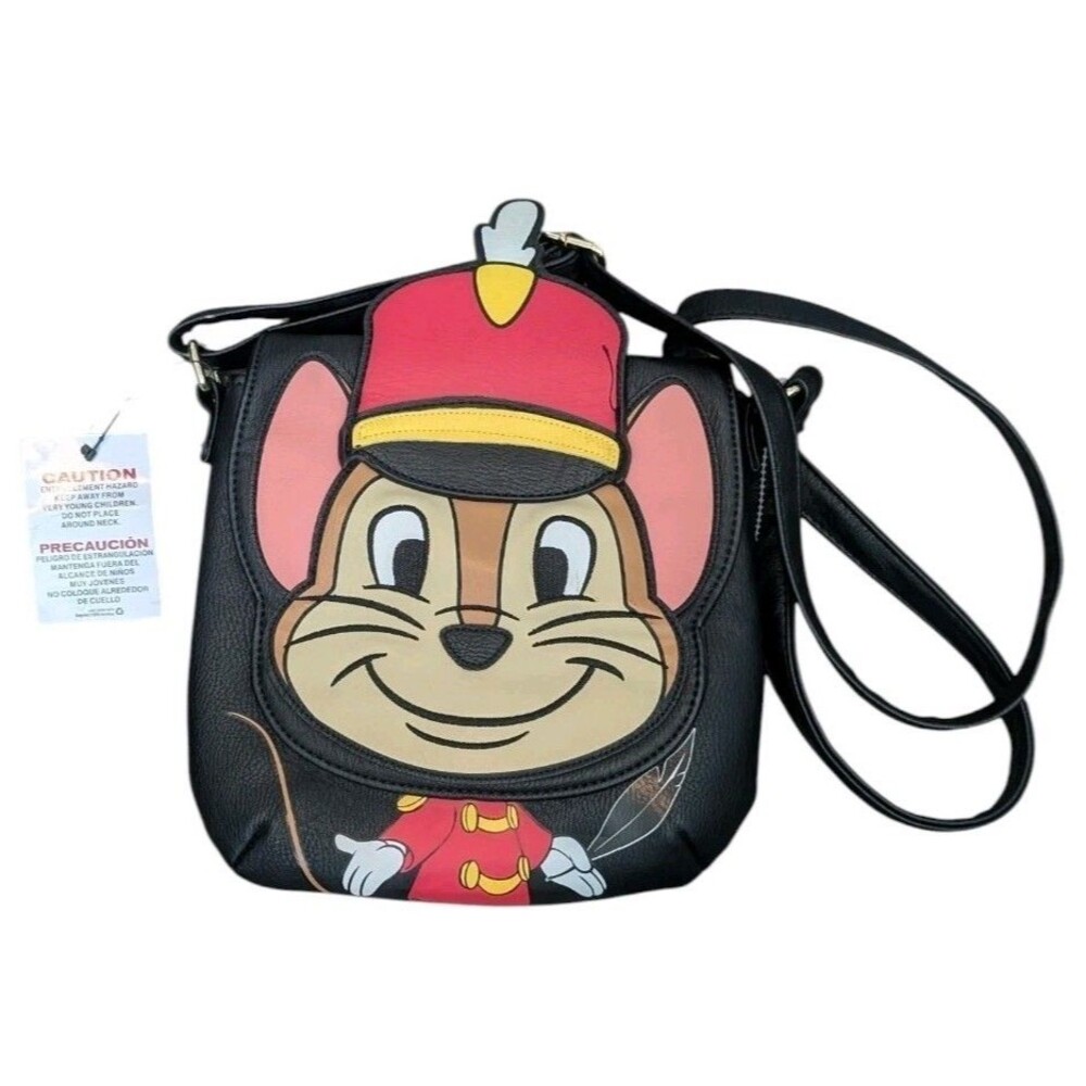 Disney Parks Loungefly Timothy Q Mouse Dumbo Crossbody Flip Up Bag Purse New